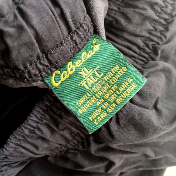 Vintage Y2K men's Cabelas XL Tall Black Nylon Rip Stop Pants Zip Leg 38x34 - Picture 5 of 5